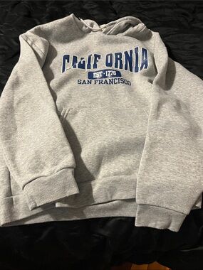 California San Francisco Gray Hooded Sweatshirt with Blue Print